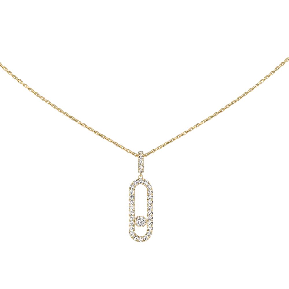 Messika 18k Yellow Gold Large Move Uno Pave Diamond Pendant Necklace